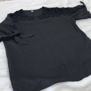 Black Dressy Shirt with crochet detail